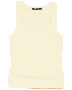 Jacquemus Ribbed-Knit Logo-Patch Vest - Natural