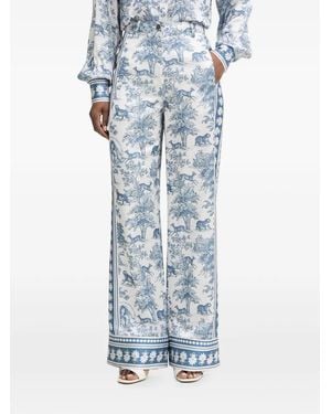 Fracomina Toile De Jouy-Print Palazzo Trousers - Blue