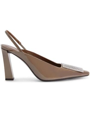 Giuseppe Zanotti Brendha Crystal-Embellished Slingback Court Shoes - Brown