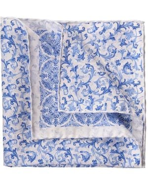 Elizabetta Porto Patterned Pocket Square - Blue