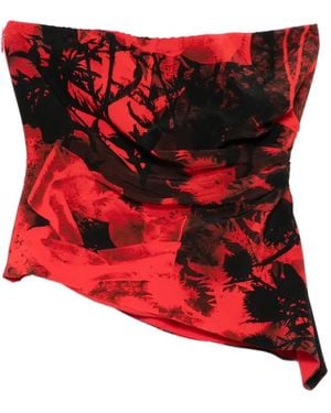 McQueen Haut Bustier À Fleurs - Red