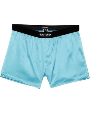 Tom Ford Logo-Patch Boxer Shorts - Blue