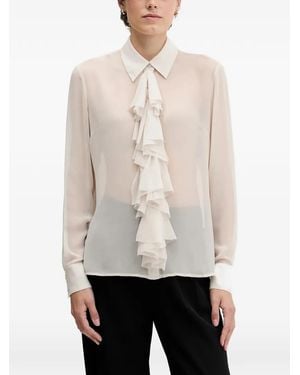 Sisley Blouse Met Ruchekraag - Wit