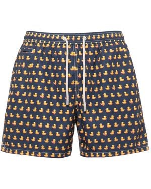MC2 Saint Barth Lighting Micro Duck-Print Drawstring Swim Shorts - White