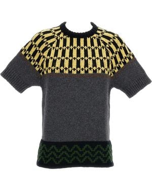 Marni Intarsia-Knit Short-Sleeve Jumper - Green