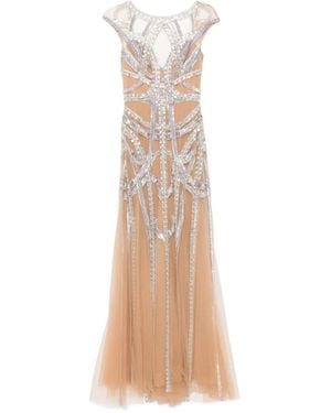 Zuhair Murad エンブロイダリーフレアドレス - ナチュラル