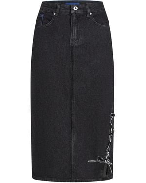 Karl Lagerfeld Lace-up Denim Skirt - Black