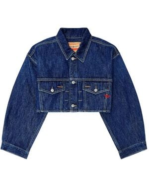 DIESEL Cropped Oversized Denim Jacket - Blue