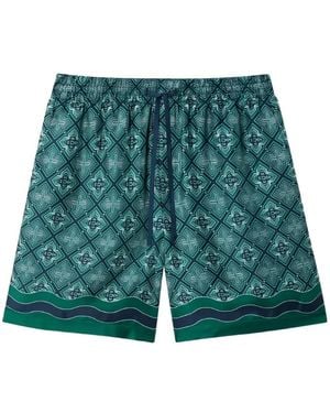 CASABLANCA Radiating Monogram-Pattern Shorts - Green