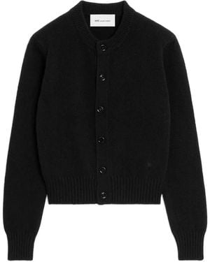 Ami Paris Cardigan Ami De Coeur Girocollo - Nero