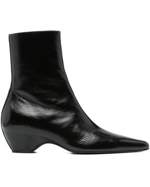 KHAITE Arizona Pointed-Toe Calf Leather Ankle Boots - Black