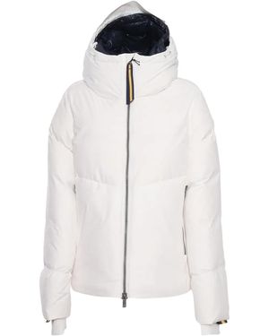 K-Way Hooded Quilted Coat - White
