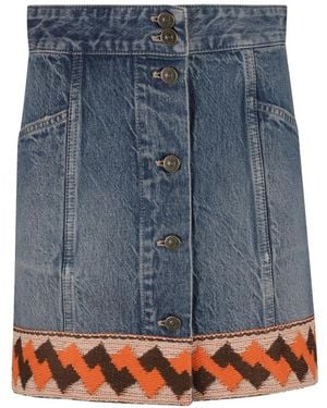 Valentino Garavani Jacquard-Trim Mini Skirt - Blue
