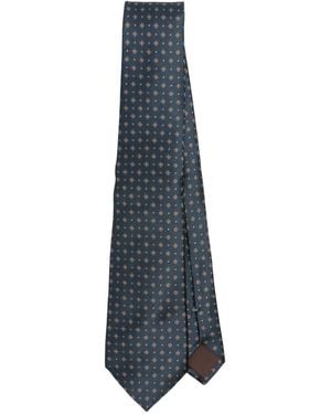 Canali Geometric-Pattern Silk Tie - Blue