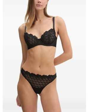 Guess Lace-Embroidered Underwired Bra - Black