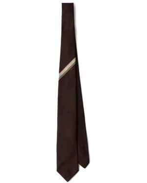 Prada Stripe-Detail Silk Tie - White
