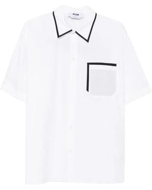 MSGM Piped-Trim Chest-Pocket Shirt - White