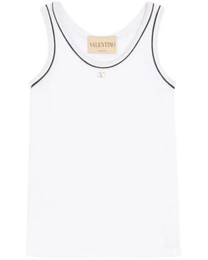 Valentino Garavani Vlogo Signature Contrast-Trim Tank Top - White