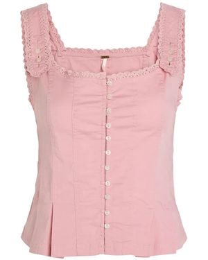 Free People Bridgette Broderie-Anglaise Corset Top - Pink