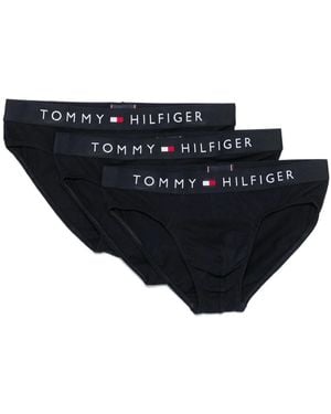 Tommy Hilfiger Lot De Trois Slips À Logo Imprimé - Noir