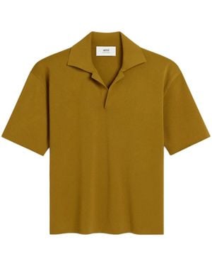 Ami Paris Fine-Knit Polo Shirt - Green