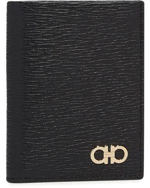 Ferragamo Portafoglio Con Placca Gancini - Nero
