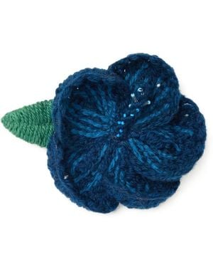 Alanui Hibiscus Embroidered Brooch - Blue