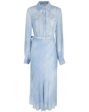 ERMANNO FIRENZE Lace-Detail Belted Dress - Blue