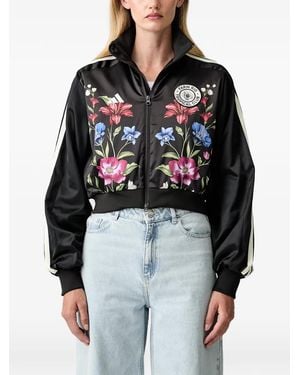 adidas X Farm Floral-Print Cropped Jacket - Black