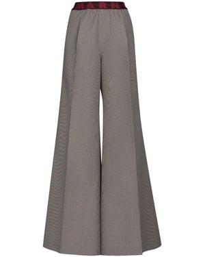Marni Tailored Wide-Leg Flare Trousers With Houndstooth Pattern - Grey