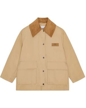 Ganni Twill Midi Jacket - Natural