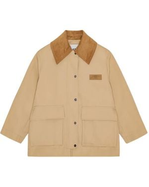 Ganni Corduroy-Collar Utility Jacket - Natural