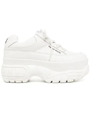 Naked Wolfe Sporty Platform Lace-Up Sneakers - White