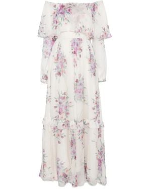 Raquel Diniz Marisol Floral-Print Ruffled Maxi Dress - White