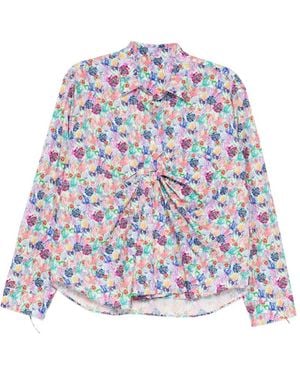 JNBY Watercolour Print Drape Blouse - White