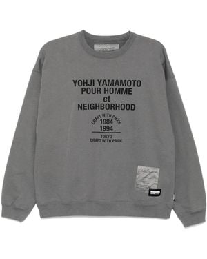 Yohji Yamamoto X Neighborhood Printed Long-Sleeves Sweatshirt - Grey