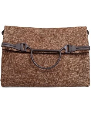 Borbonese Medium Wave Suede Shoulder Bag - Brown