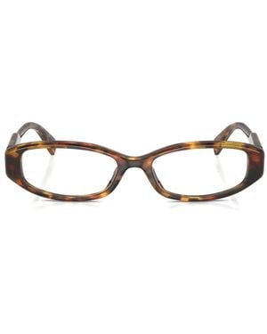 Miu Miu Tortoiseshell-Effect Oval-Frame Glasses - White