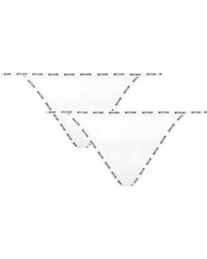 Moschino Logo-Trim Thongs (Pack Of Two) - White