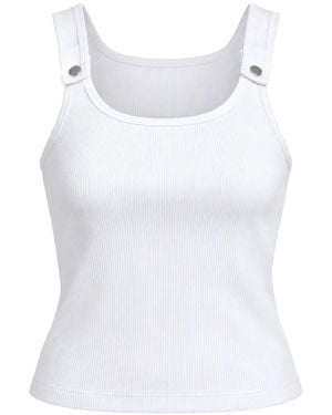 Still Here Ribbed-Knit Tank Top - White