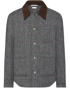 Thom Browne Hunting Tweed Utility Jacket - Gray
