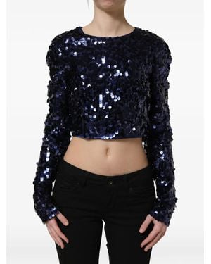 Dolce & Gabbana Sequin-Embellished Cropped Blouse - Black