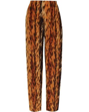 Balenciaga Ai-Printed Silk Crepe Wide-Leg Trousers - Orange