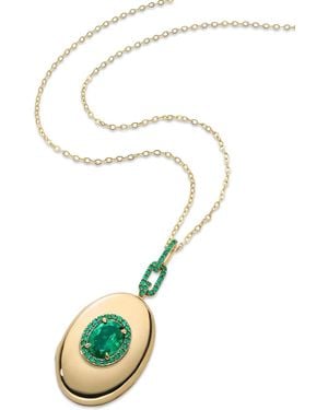 Monica Rich Kosann Emerald Locket Necklace - White