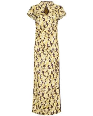 Des Phemmes Midikleid Mit Blumen-Print - Mettallic
