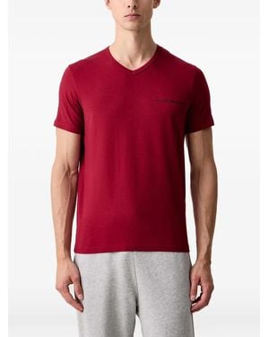 Emporio Armani Logo-Print V-Neck T-Shirt (Set Of Two) - Red