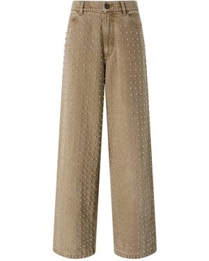 Pinko Five Pockets Studded Jeans - Natural