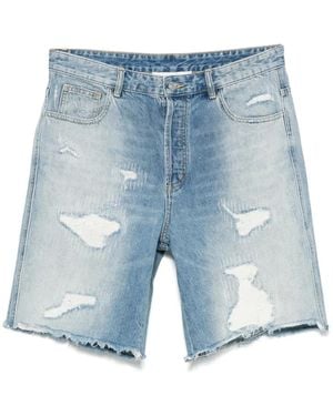 Cole Buxton Distressed Denim Shorts - Blue