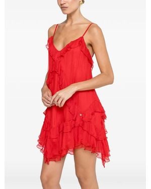 Nissa Open-Back Silk Mini Dress - Red