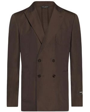 Dolce & Gabbana Double-Breasted Cotton Jacket - Brown